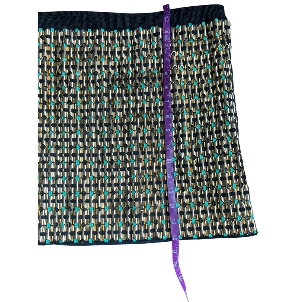 Proenza Schouler Gold Teal Metallic Leather Mesh Silk Lined Mini Skirt Size 6 - Picture 4 of 6